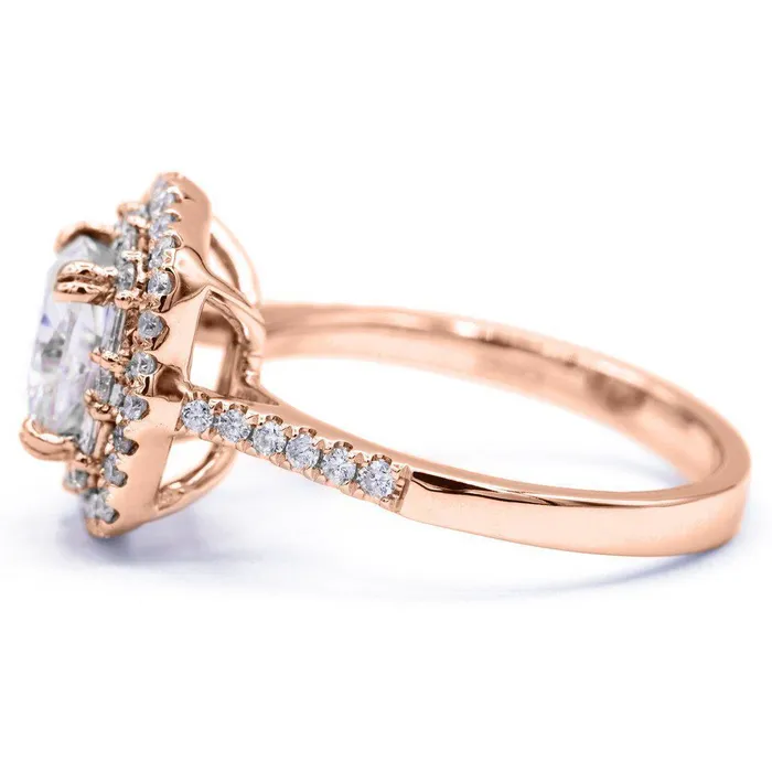 Rings Fire Brilliance 75mm Cushion Center 14k Gold Antique Halo Basket Ring