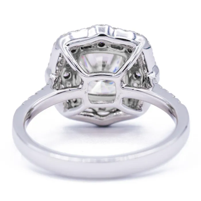 Rings Fire Brilliance 75mm Cushion Center 14k Gold Antique Halo Basket Ring