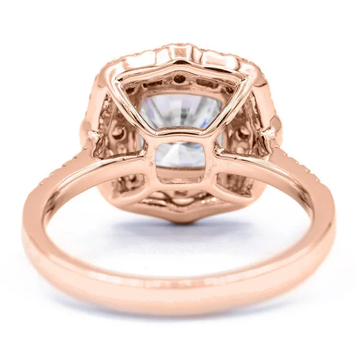 Rings Fire Brilliance 75mm Cushion Center 14k Gold Antique Halo Basket Ring