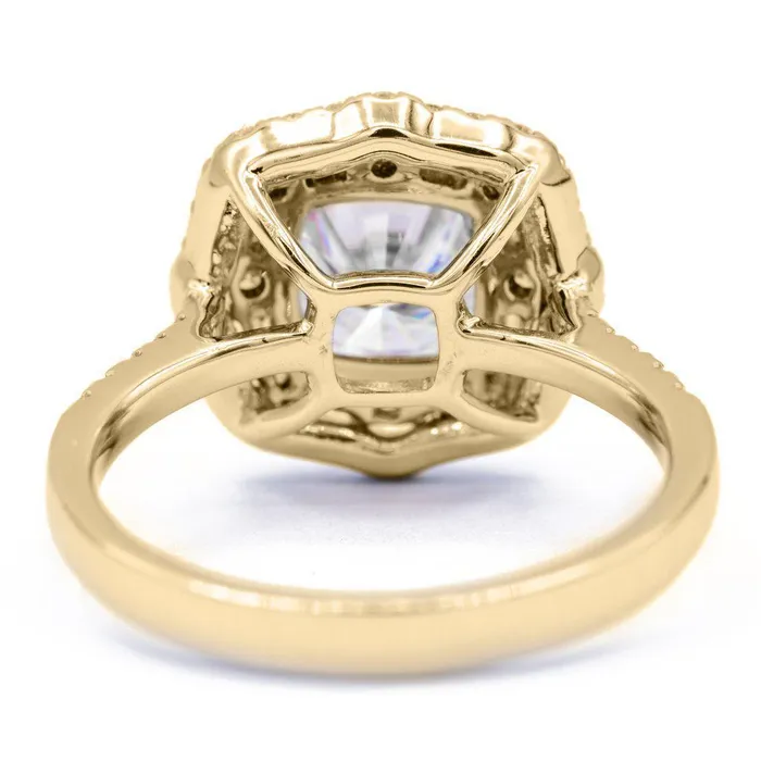 Rings Fire Brilliance 75mm Cushion Center 14k Gold Antique Halo Basket Ring