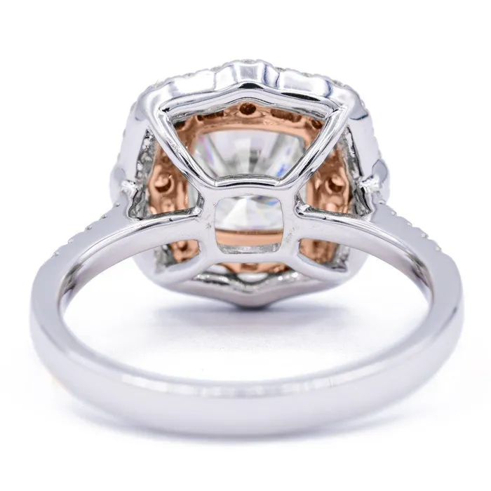 Rings Fire Brilliance 75mm Cushion Center 14k Gold Antique Halo Basket Ring