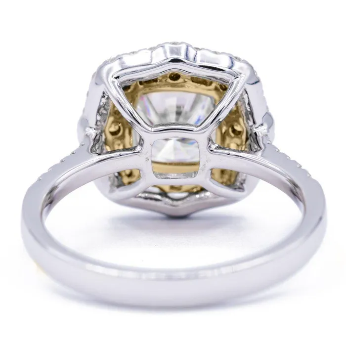 Rings Fire Brilliance 75mm Cushion Center 14k Gold Antique Halo Basket Ring