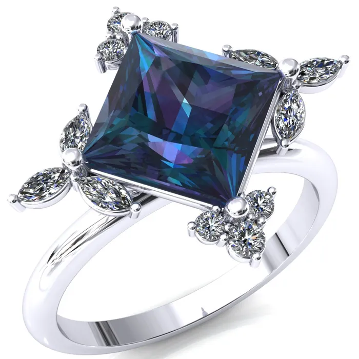 Rings Fire Brilliance 8mm Princess Center with Marquise Shaped Cluster Ring Rings Fire Brilliance 8mm Princess Center with Marquise Shaped Cluster Ring