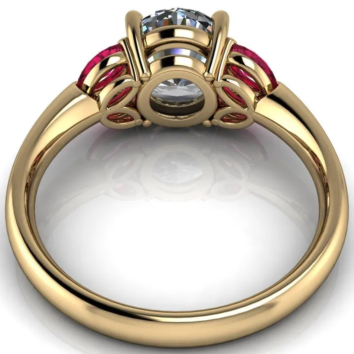 Rings Fire Brilliance Adrenne Round Center Stone 4 Prong Double Ruby Marquise Side Ring