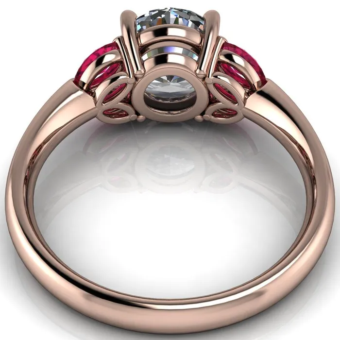 Rings Fire Brilliance Adrenne Round Center Stone 4 Prong Double Ruby Marquise Side Ring