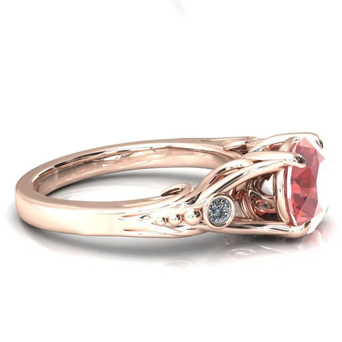 Rings Fire Brilliance Aerolynn Round Padparadscha Sapphire 4 Prong Diamond Accent Engagement Ring