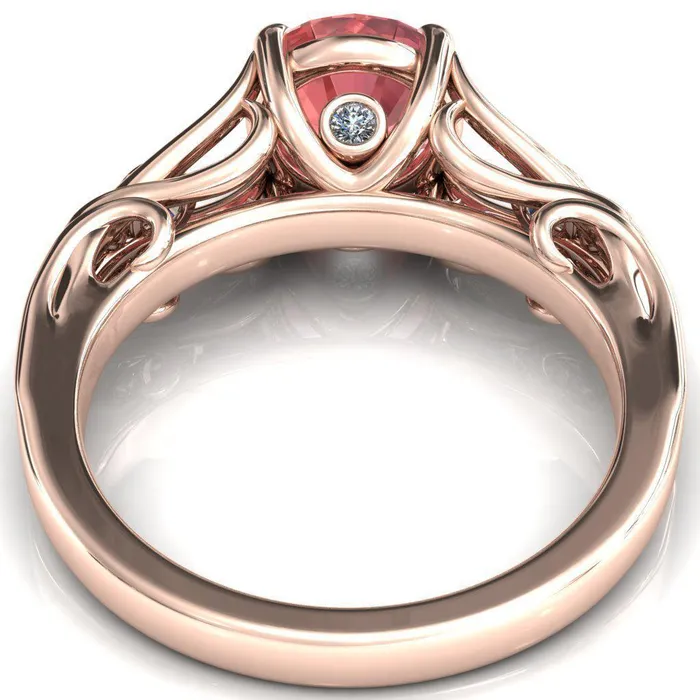 Rings Fire Brilliance Aerolynn Round Padparadscha Sapphire 4 Prong Diamond Accent Engagement Ring