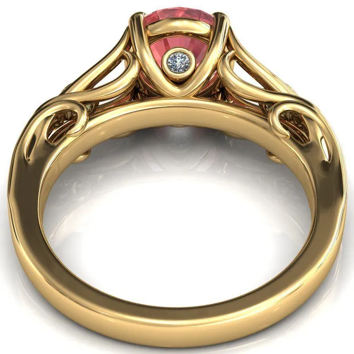 Rings Fire Brilliance Aerolynn Round Padparadscha Sapphire 4 Prong Diamond Accent Engagement Ring