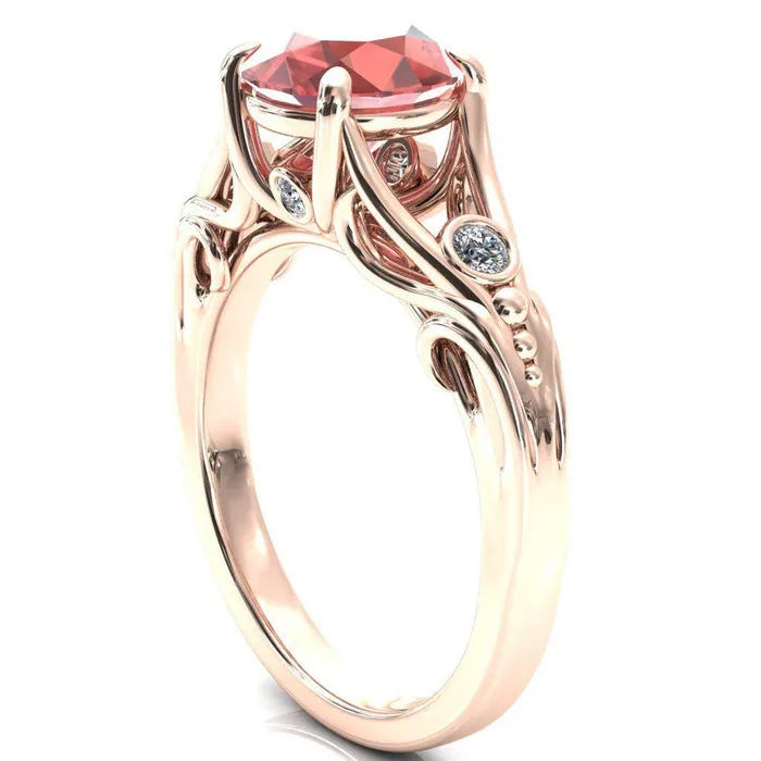 Rings Fire Brilliance Aerolynn Round Padparadscha Sapphire 4 Prong Diamond Accent Engagement Ring