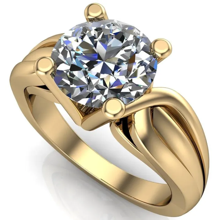 Rings Fire Brilliance Angelique Round Center Stone Thick Split Shank 4 Prong Engagement Ring