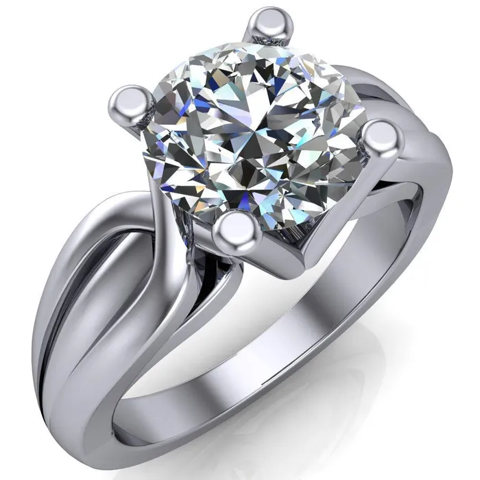 Rings Fire Brilliance Angelique Round Center Stone Thick Split Shank 4 Prong Engagement Ring