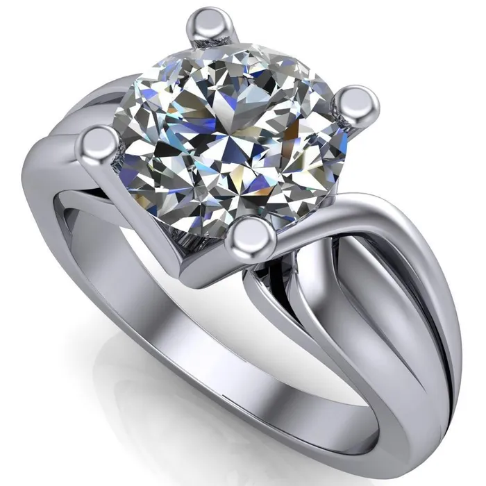 Rings Fire Brilliance Angelique Round Center Stone Thick Split Shank 4 Prong Engagement Ring