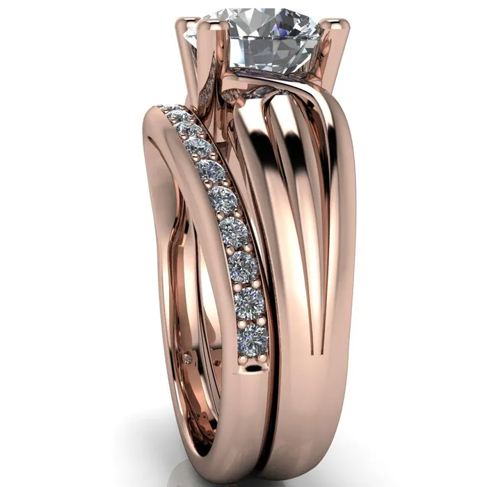 Rings Fire Brilliance Angelique Round Center Stone Thick Split Shank 4 Prong Engagement Ring