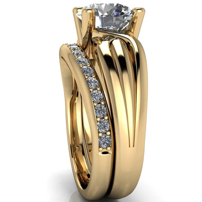 Rings Fire Brilliance Angelique Round Center Stone Thick Split Shank 4 Prong Engagement Ring