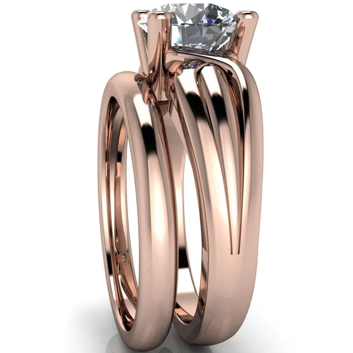Rings Fire Brilliance Angelique Round Center Stone Thick Split Shank 4 Prong Engagement Ring