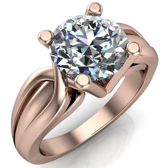 Rings Fire Brilliance Angelique Round Center Stone Thick Split Shank 4 Prong Engagement Ring