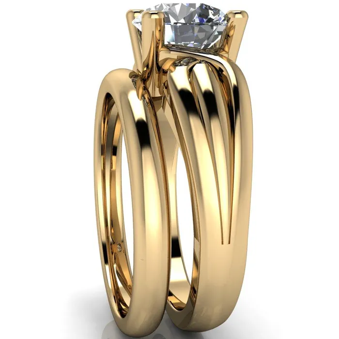 Rings Fire Brilliance Angelique Round Center Stone Thick Split Shank 4 Prong Engagement Ring