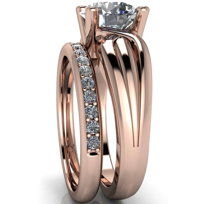 Rings Fire Brilliance Angelique Round Center Stone Thick Split Shank 4 Prong Engagement Ring