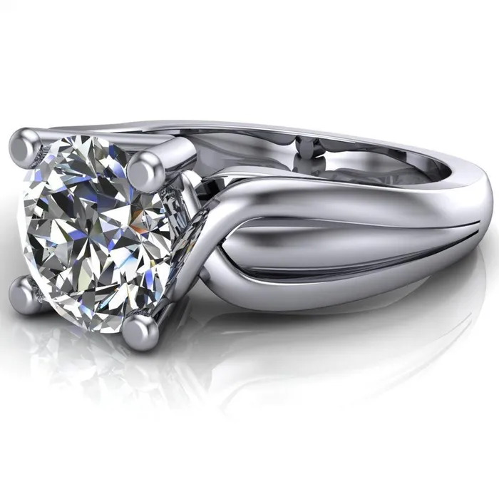 Rings Fire Brilliance Angelique Round Center Stone Thick Split Shank 4 Prong Engagement Ring