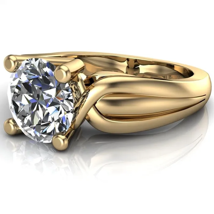 Rings Fire Brilliance Angelique Round Center Stone Thick Split Shank 4 Prong Engagement Ring