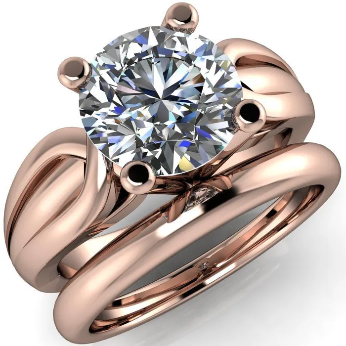 Rings Fire Brilliance Angelique Round Center Stone Thick Split Shank 4 Prong Engagement Ring