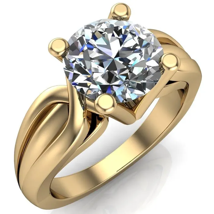 Rings Fire Brilliance Angelique Round Center Stone Thick Split Shank 4 Prong Engagement Ring