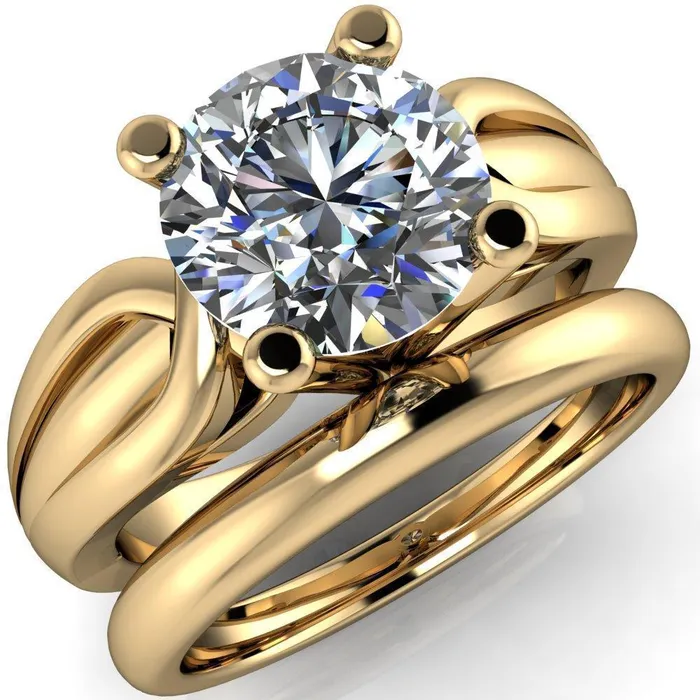 Rings Fire Brilliance Angelique Round Center Stone Thick Split Shank 4 Prong Engagement Ring