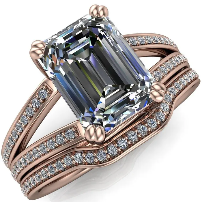 Rings Fire Brilliance Atlas Emerald Center Stone 4 Prong Split Shank Diamond Channel Engagement Ring Rings Fire Brilliance Atlas Emerald Center Stone 4 Prong Split Shank Diamond Channel Engagement Ring