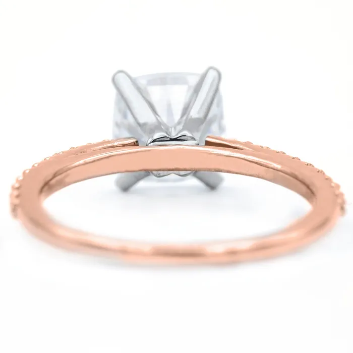 Rings Fire Brilliance Cushion Hearts Arrows Moissanite 4 Prongs Diamond Accent Ice Cathedral Solitaire Ring