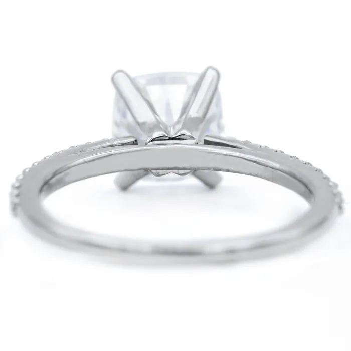 Rings Fire Brilliance Cushion Hearts Arrows Moissanite 4 Prongs Diamond Accent Ice Cathedral Solitaire Ring