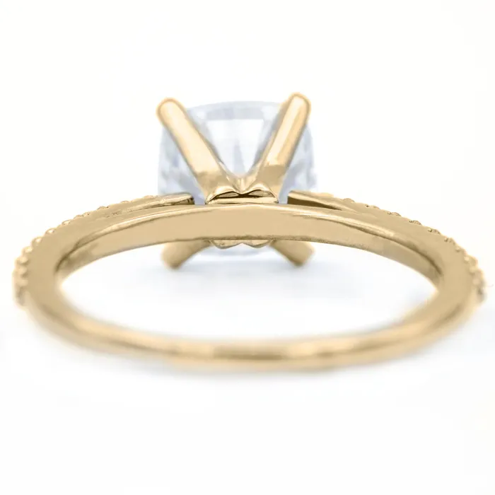 Rings Fire Brilliance Cushion Hearts Arrows Moissanite 4 Prongs Diamond Accent Ice Cathedral Solitaire Ring
