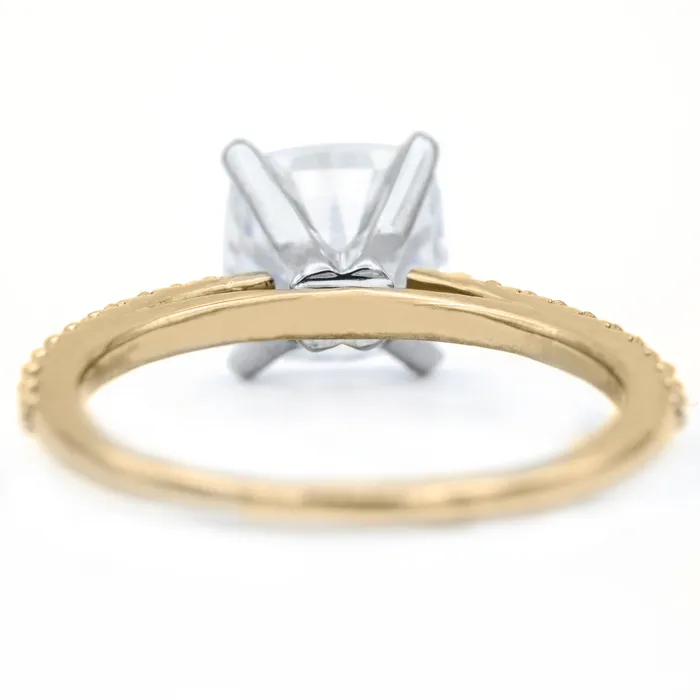 Rings Fire Brilliance Cushion Hearts Arrows Moissanite 4 Prongs Diamond Accent Ice Cathedral Solitaire Ring