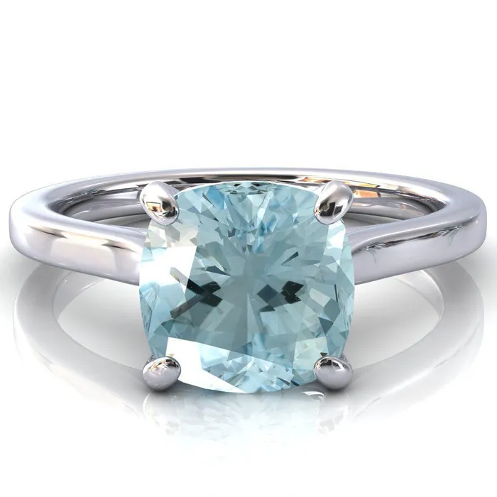 Rings Fire Brilliance Darci Cushion Aqua Blue Spinel 4 Prong Cathedral Solitaire Engagement Ring Rings Fire Brilliance Darci Cushion Aqua Blue Spinel 4 Prong Cathedral Solitaire Engagement Ring