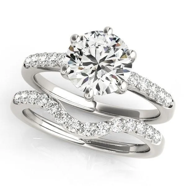 Rings Fire Brilliance Davonne Round Center Stone Diamond Gallery 6 Prongs VShape Scalloped Sides Ring