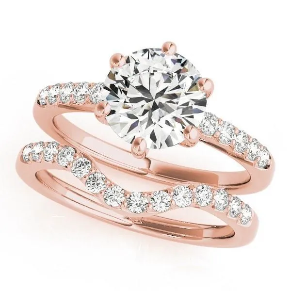 Rings Fire Brilliance Davonne Round Center Stone Diamond Gallery 6 Prongs VShape Scalloped Sides Ring