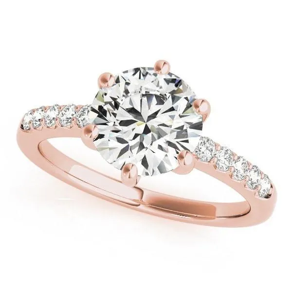 Rings Fire Brilliance Davonne Round Center Stone Diamond Gallery 6 Prongs VShape Scalloped Sides Ring