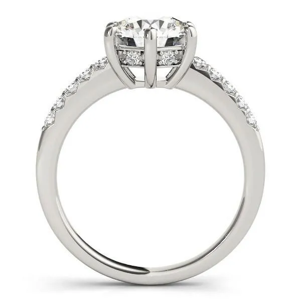 Rings Fire Brilliance Davonne Round Center Stone Diamond Gallery 6 Prongs VShape Scalloped Sides Ring