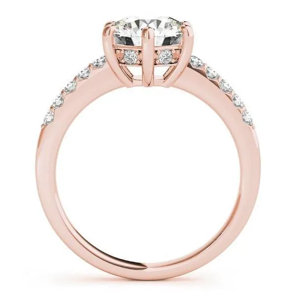 Rings Fire Brilliance Davonne Round Center Stone Diamond Gallery 6 Prongs VShape Scalloped Sides Ring