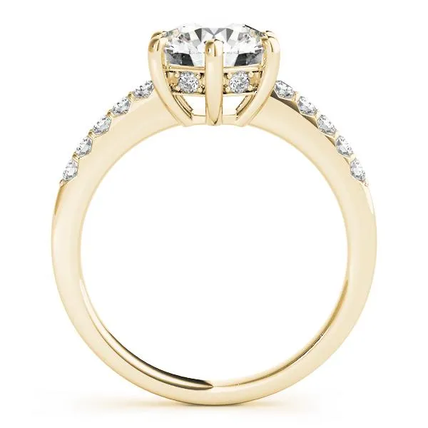 Rings Fire Brilliance Davonne Round Center Stone Diamond Gallery 6 Prongs VShape Scalloped Sides Ring