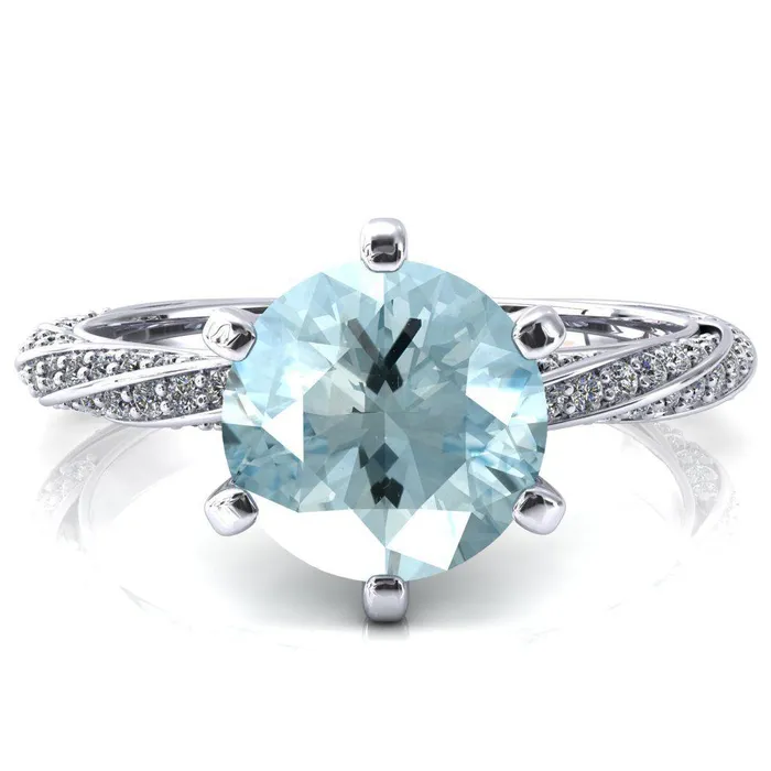 Rings Fire Brilliance Elysia Round Aqua Blue Spinel 6 Prong 34 Eternity Diamond Accent Ring Rings Fire Brilliance Elysia Round Aqua Blue Spinel 6 Prong 34 Eternity Diamond Accent Ring