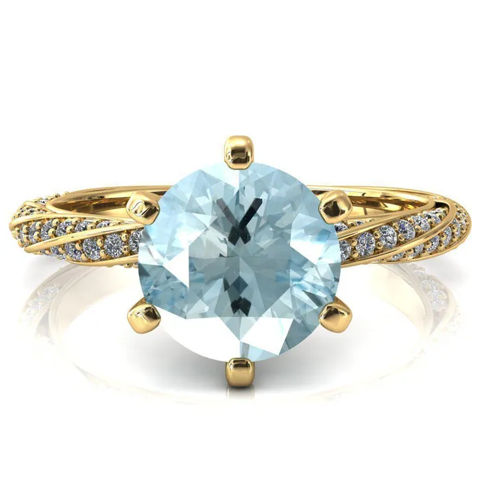 Rings Fire Brilliance Elysia Round Aqua Blue Spinel 6 Prong 34 Eternity Diamond Accent Ring