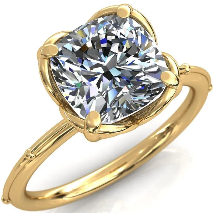 Rings Fire Brilliance Flutter Cushion Center Stone Wire Butterfly Basket Engagement Ring