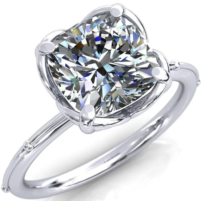 Rings Fire Brilliance Flutter Cushion Center Stone Wire Butterfly Basket Engagement Ring