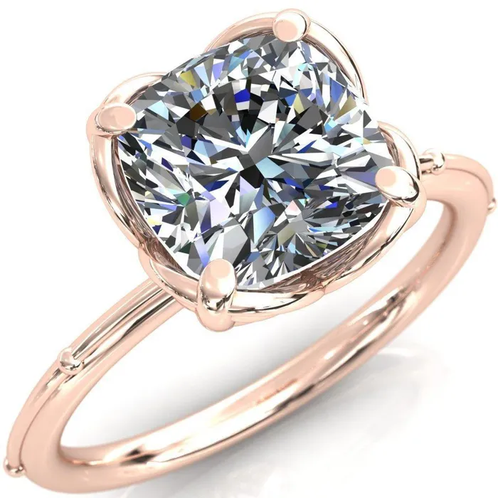 Rings Fire Brilliance Flutter Cushion Center Stone Wire Butterfly Basket Engagement Ring