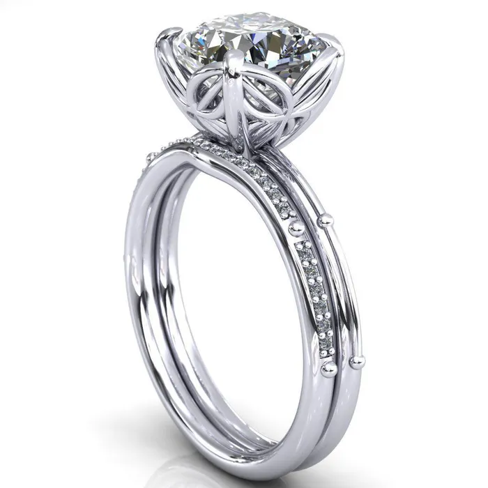 Rings Fire Brilliance Flutter Cushion Center Stone Wire Butterfly Basket Engagement Ring