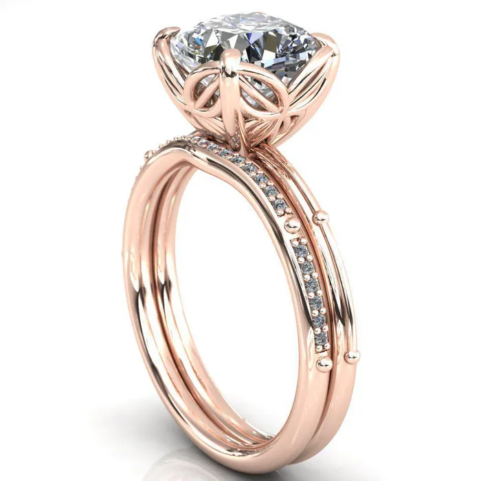 Rings Fire Brilliance Flutter Cushion Center Stone Wire Butterfly Basket Engagement Ring