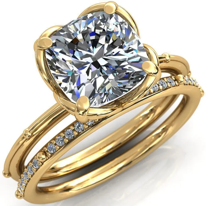 Rings Fire Brilliance Flutter Cushion Center Stone Wire Butterfly Basket Engagement Ring