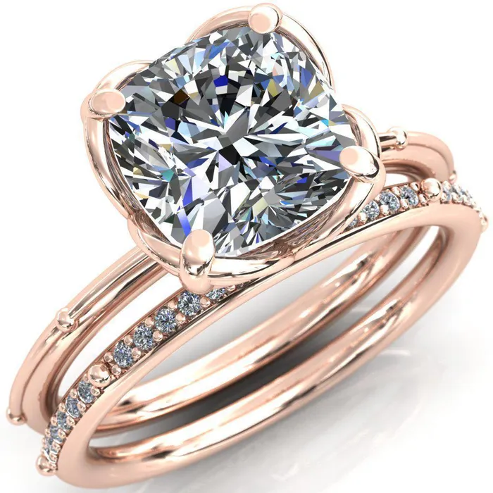 Rings Fire Brilliance Flutter Cushion Center Stone Wire Butterfly Basket Engagement Ring