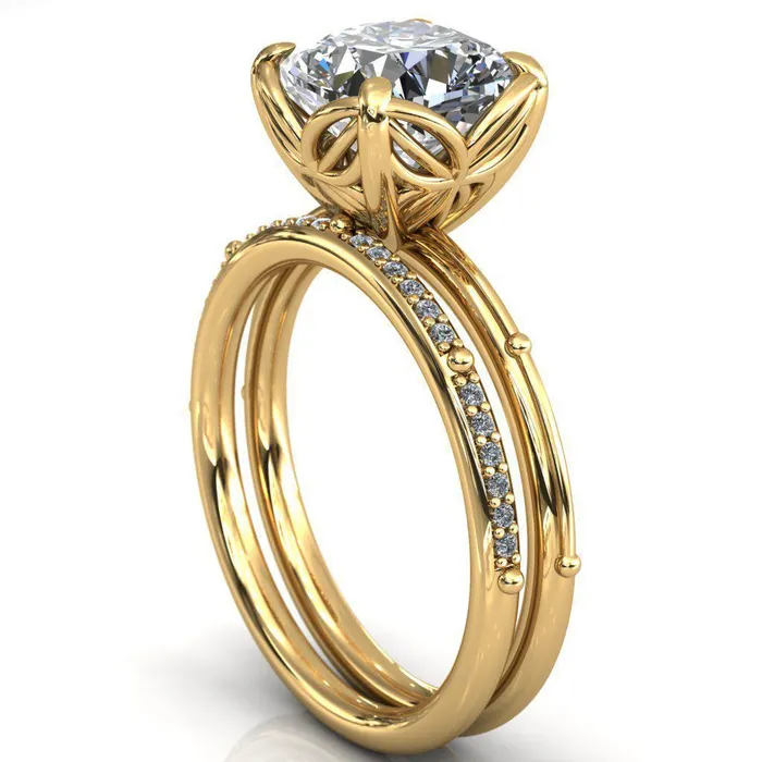 Rings Fire Brilliance Flutter Cushion Center Stone Wire Butterfly Basket Engagement Ring