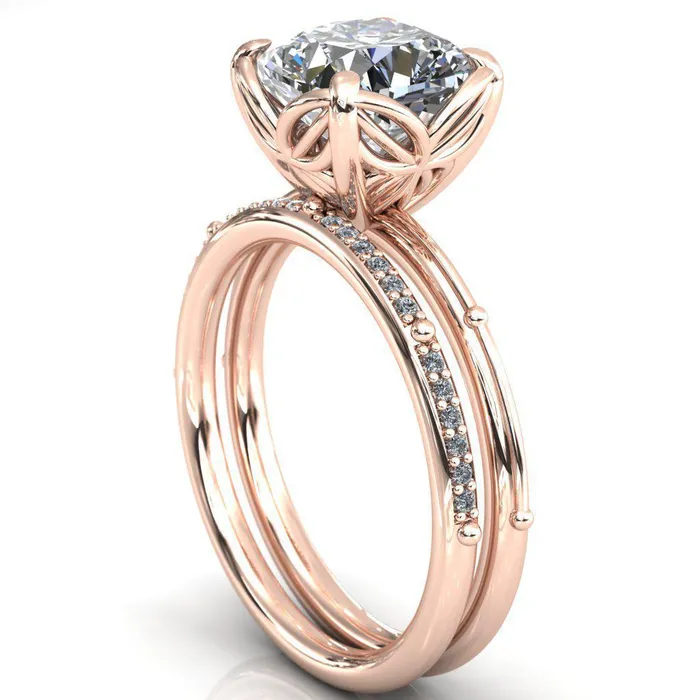 Rings Fire Brilliance Flutter Cushion Center Stone Wire Butterfly Basket Engagement Ring